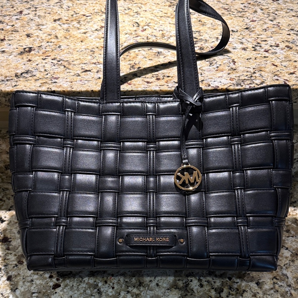 Michael Kors Black Basketweave Tote